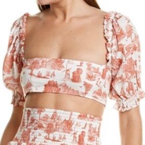 WeWoreWhat Coco Vintage Toile Crop Top - Pink